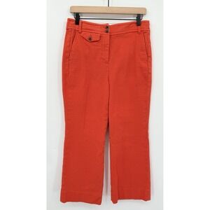 J Crew Pants Womens 6 Orange Textured Preppy Office Casual Travel Crop Relaxed